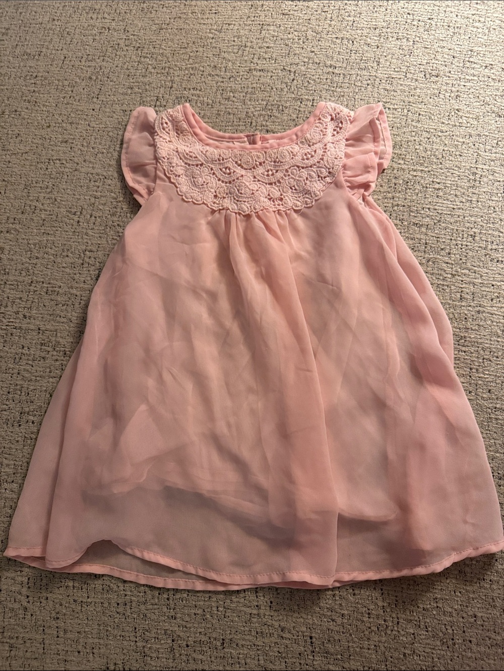 GAP Pink Lace Yoke Flutter Sleeve Dress